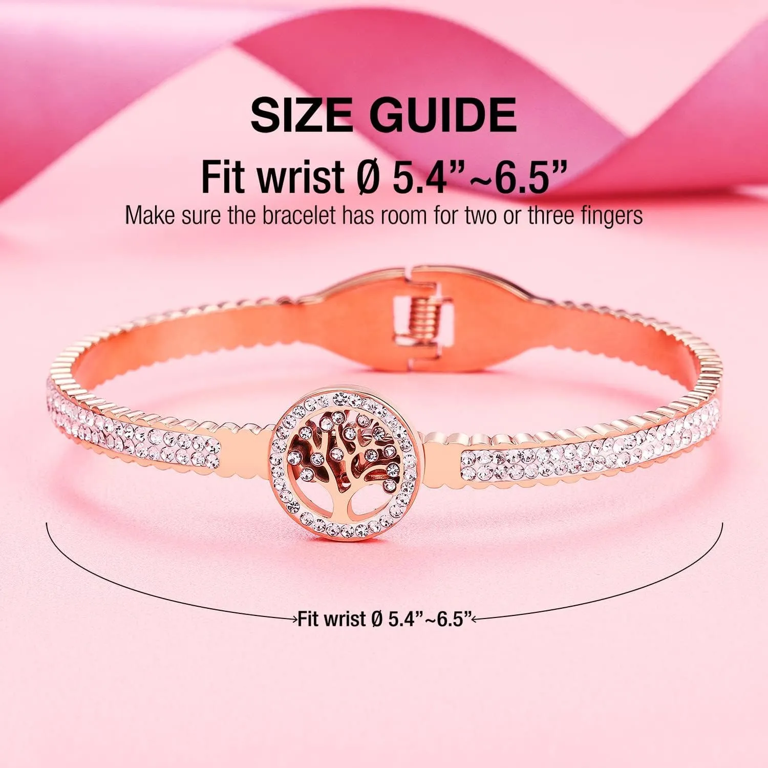 Rose Gold Cuff Bracelets for women, Birthday Mother's Day Gifts for Mom Wife Daughter Sister Friendship