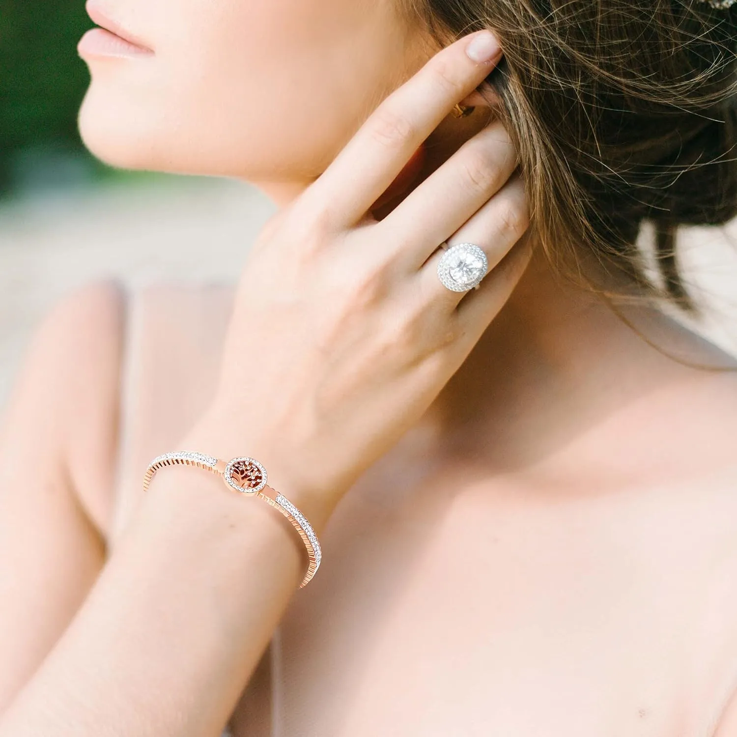 Rose Gold Cuff Bracelets for women, Birthday Mother's Day Gifts for Mom Wife Daughter Sister Friendship