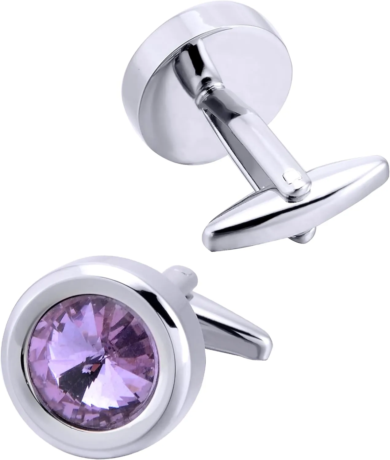 Round Diamond Cutting Crystal Men Cufflinks and Tie Clip Set Regular Necktie Tie Pin Cuff Links for Wedding Business Shirt Tie