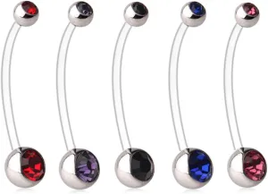 Ruifan 5-10PCS Pregnancy Sport Maternity Flexible Bioplast Belly Navel Button Ring Retainer 14G 1 1/2Inch (38mm)