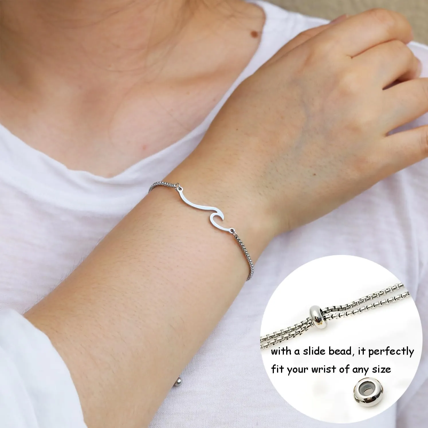 RZKING Bracelets For Women, Evil Eye Sun Moon Wave Charm Bracelets For Women, Friendship Bracelets, Gifts For Sister, Birthday, Thank You, Inspirational Gifts For Women