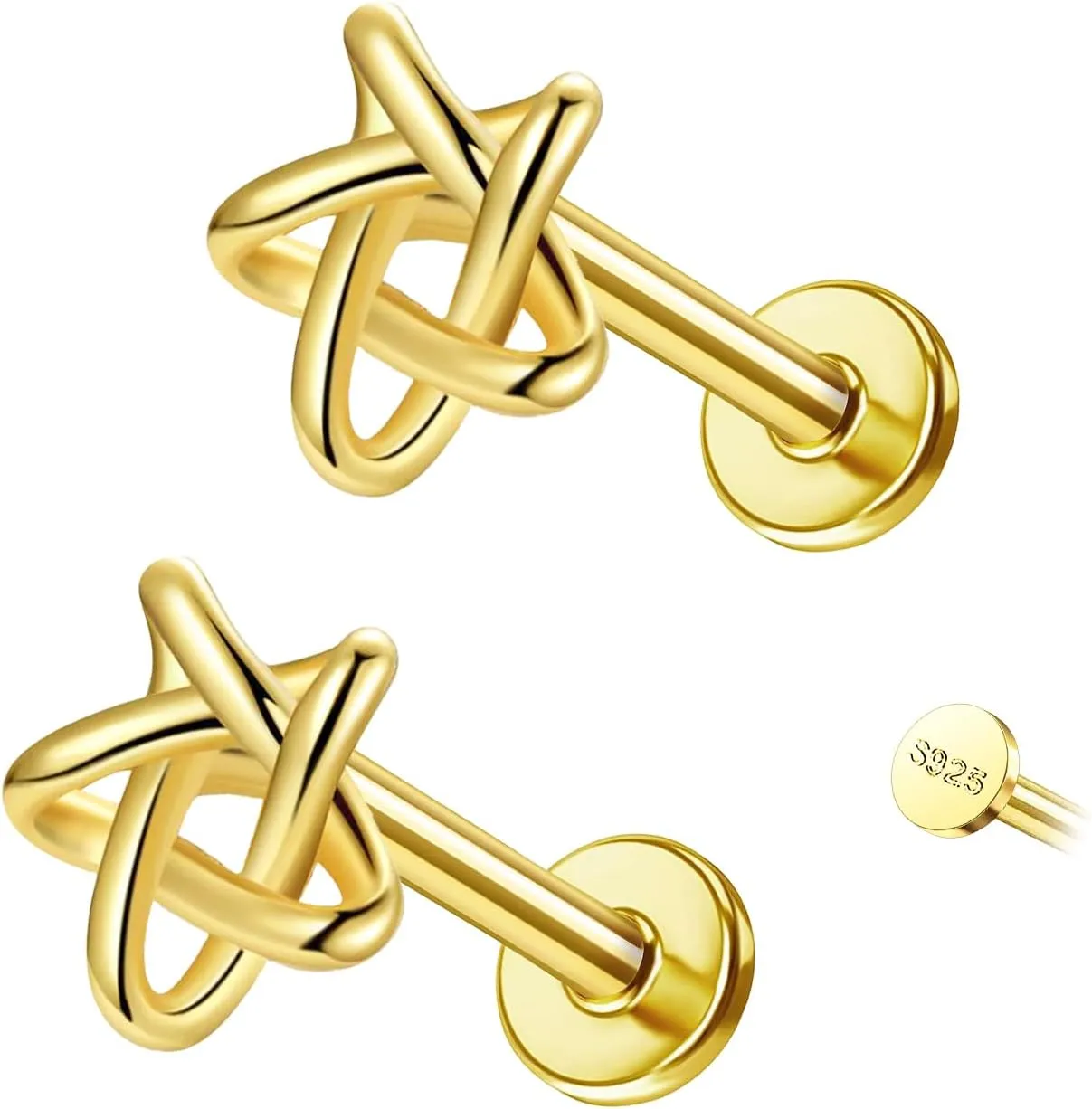 S925 Sterling Silver Labret Studs Cartilage Helix Earring Studs 16G HypoallergenicThreaded Flat Back Lip Monroe Studs Tragus Labret Cartilage Earrings Nose Piercing Jewelry