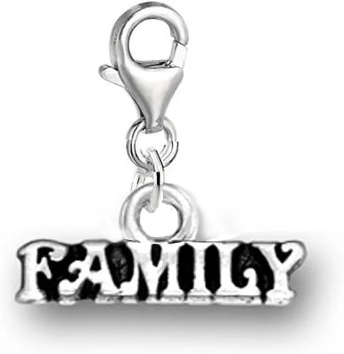 Sexy Sparkles Clip-On Family Dangle Pendant Charm  Zinc Metal Alloy, Compatible with European Bracelets and Necklaces, Includes Lobster Clasp