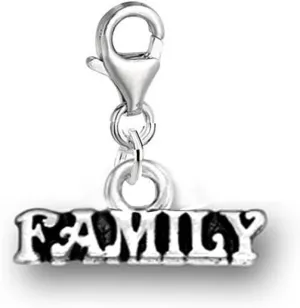Sexy Sparkles Clip-On Family Dangle Pendant Charm  Zinc Metal Alloy, Compatible with European Bracelets and Necklaces, Includes Lobster Clasp