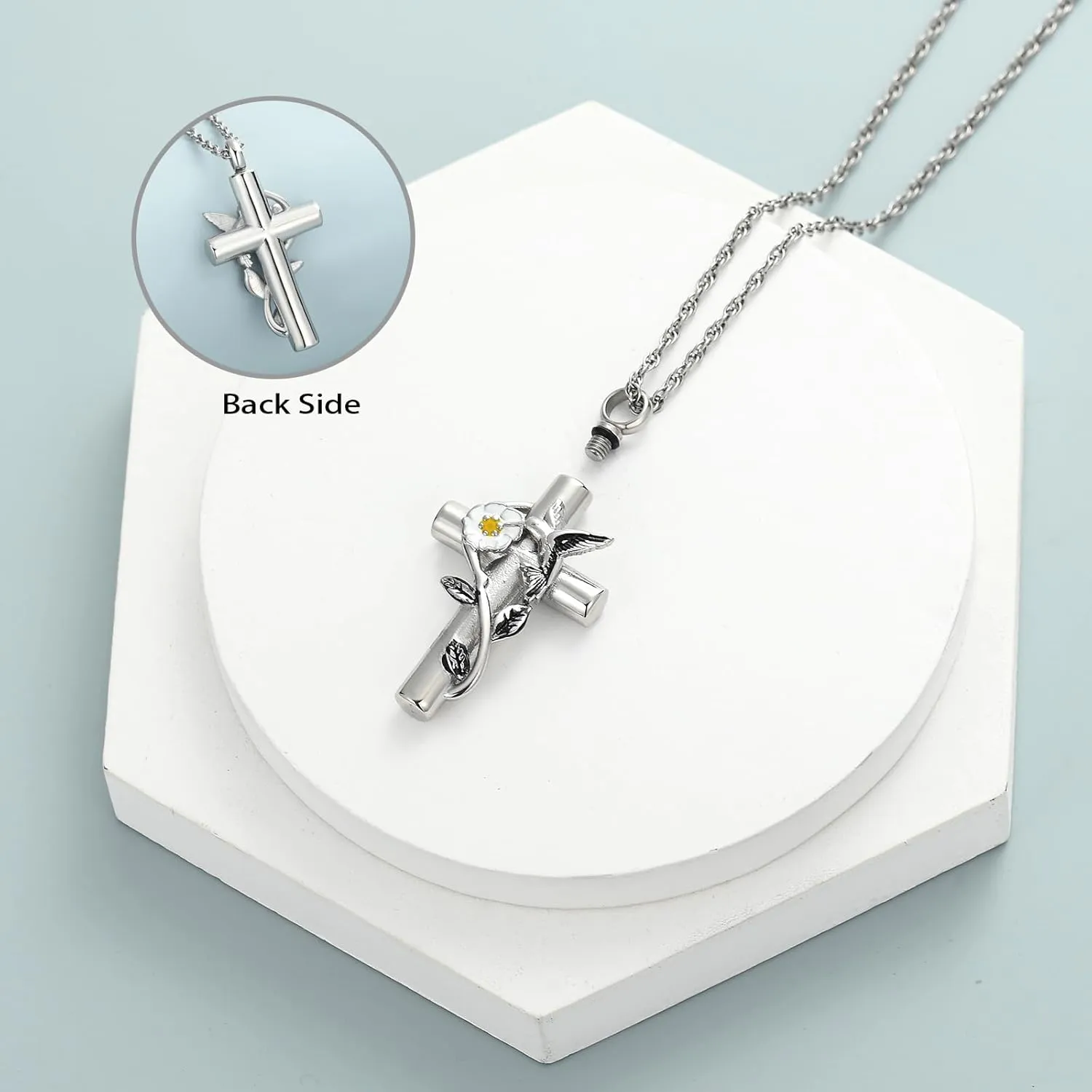 shajwo Cremation Jewelry Hummingbird Urn Necklaces for Ashes for Women Men Keepsake Memorial Ashes Pendant Necklace