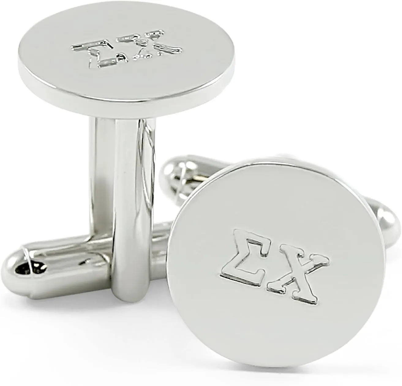 Sigma Chi Fraternity Circular Cuff Links with Greek Letters