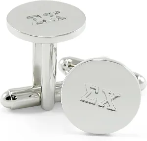 Sigma Chi Fraternity Circular Cuff Links with Greek Letters