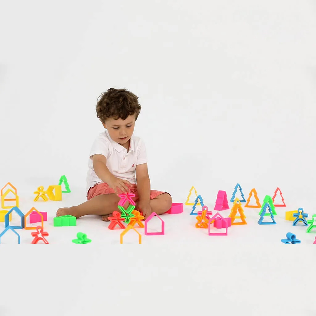 Silicone Kids & Houses 6 Pack Neon