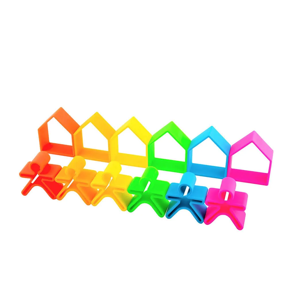 Silicone Kids & Houses 6 Pack Neon