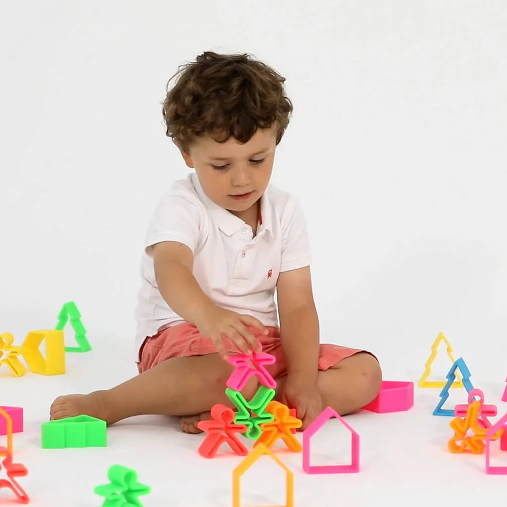Silicone Kids Houses & Trees 6 Pack Neon