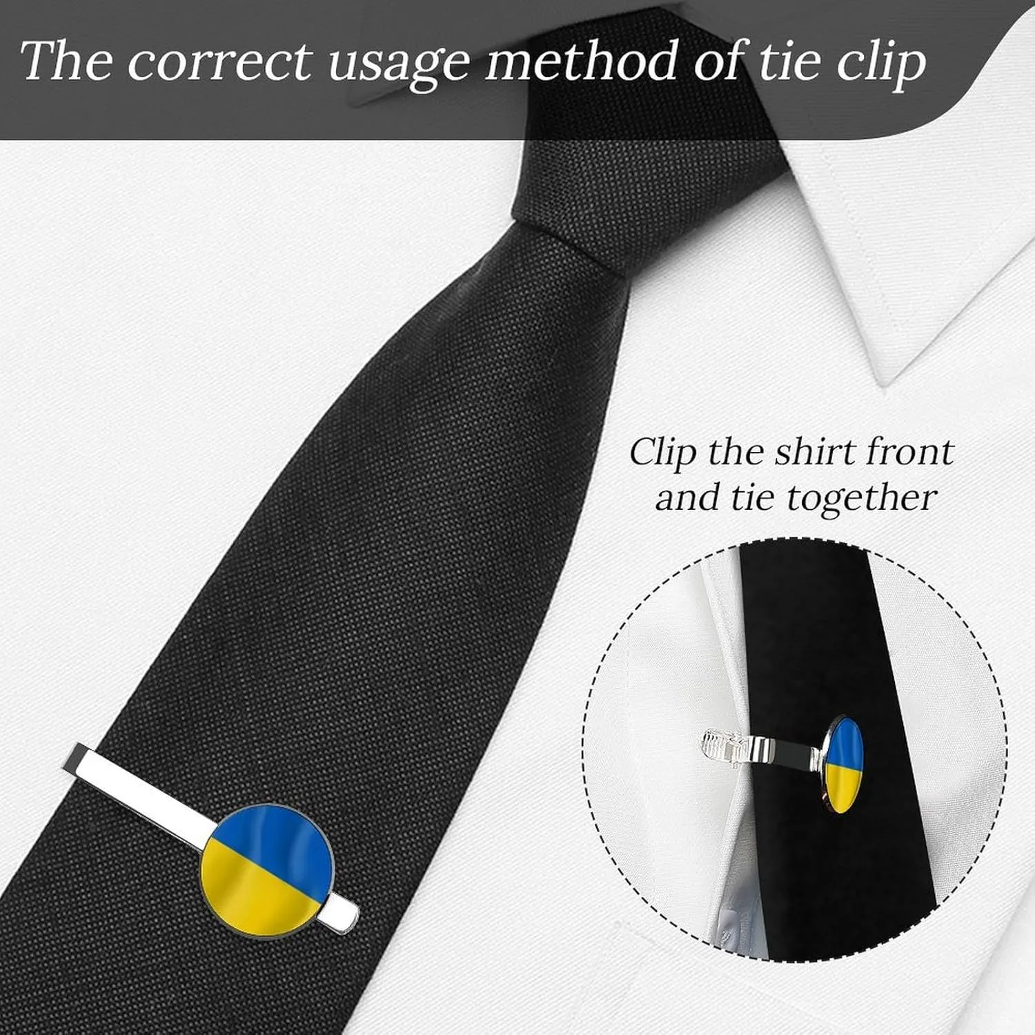 Silver Necktie Clip Set 2 Piece for Dad/Husband/Brother