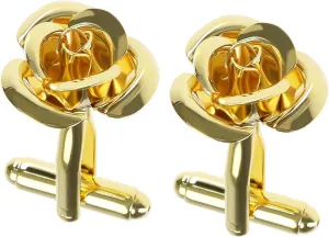 SING F LTD 1 Pair Rose Flower Cufflinks Gold Cuff Links Classic Shirt Cufflinks Delicate Men's Cufflinks for Men Father Groom Clothing Decoration Accessories