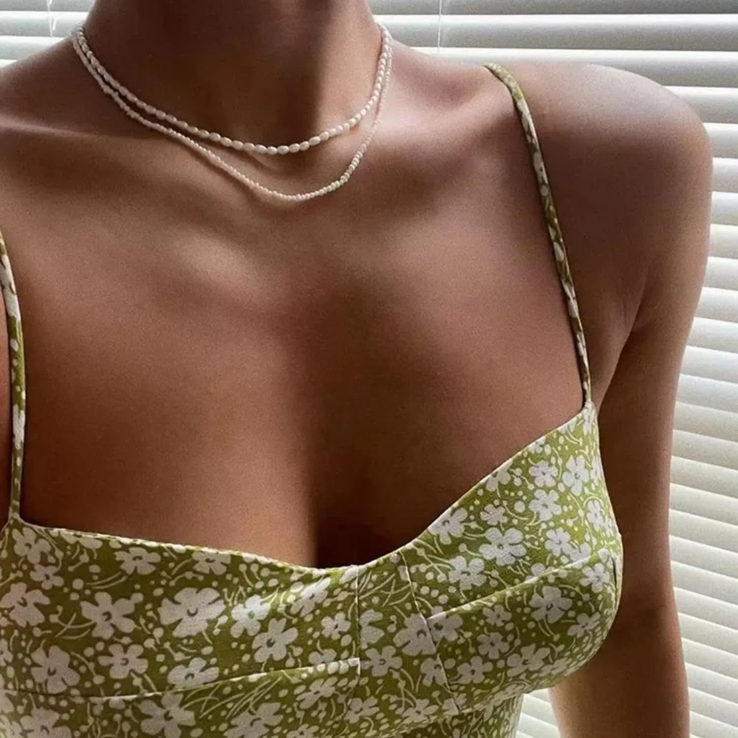 Small Freshwater Rice Pearl Strand 15" Gold Cultured Pearl Necklace for Women Wedding Pearl Choker Handmade Jewelry