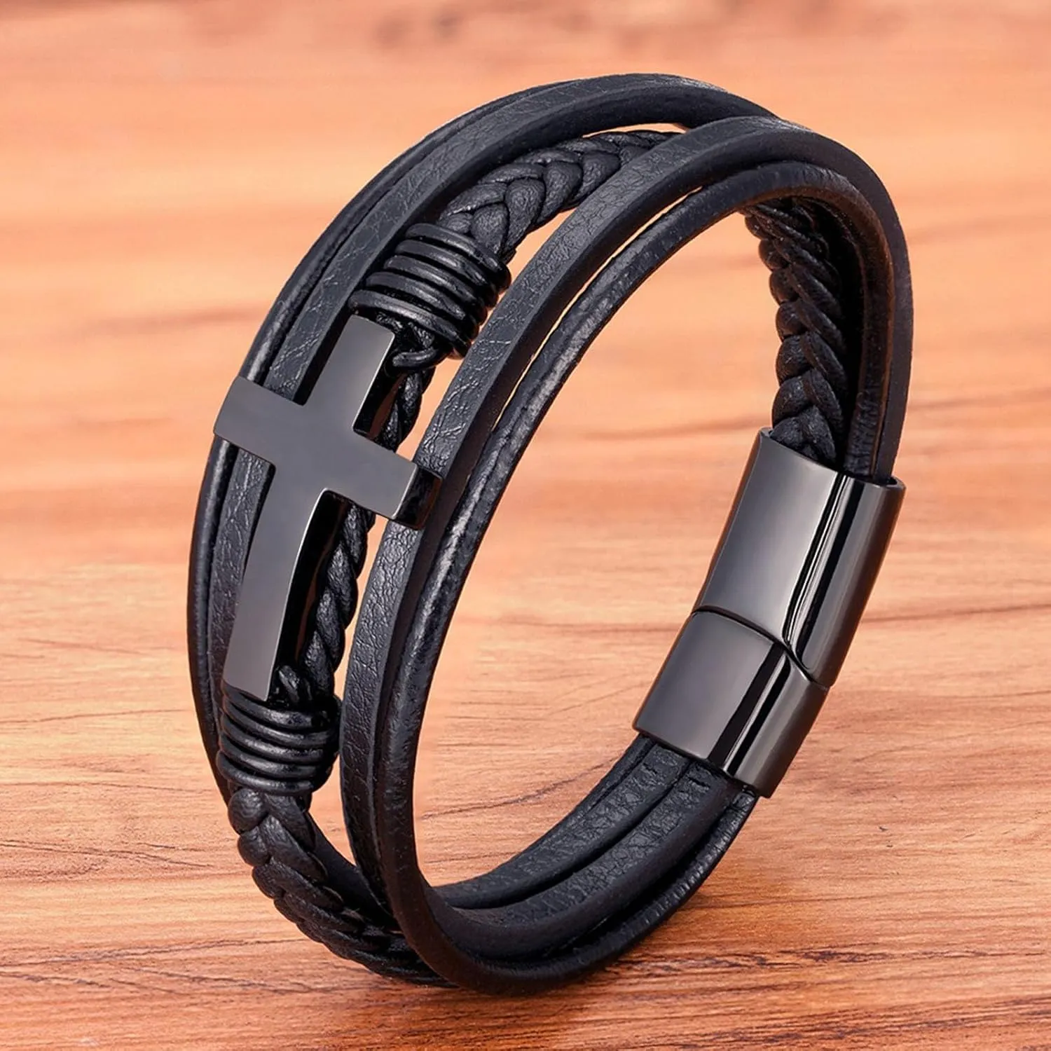 Son's Infinity Knot Bracelet, To My Son Infinity Knot Leather Bracelet From Mom Forever Linked Together Bracelets for My Son Stainless Steel Engraved Jewelry for Birthday Christmas