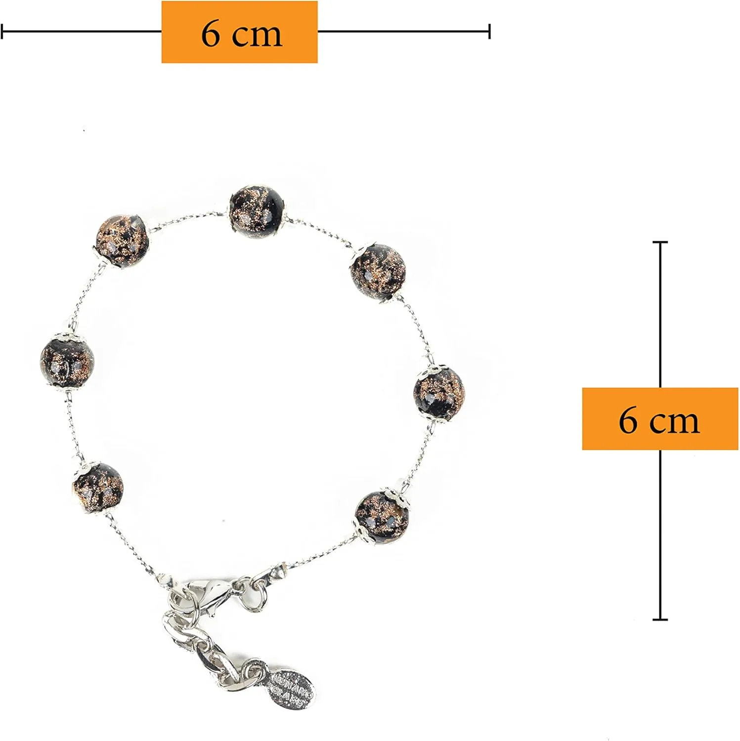 Sospiri Venezia Bracelet Woman 7 Glass Beads Diameter 0,3" Bracelet Original Murano Glass Jewel Gift Idea Made In Italy Certified