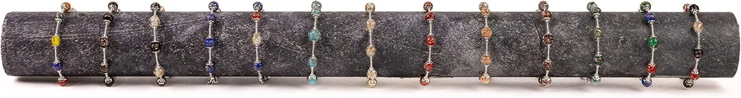 Sospiri Venezia Bracelet Woman 7 Glass Beads Diameter 0,3" Bracelet Original Murano Glass Jewel Gift Idea Made In Italy Certified