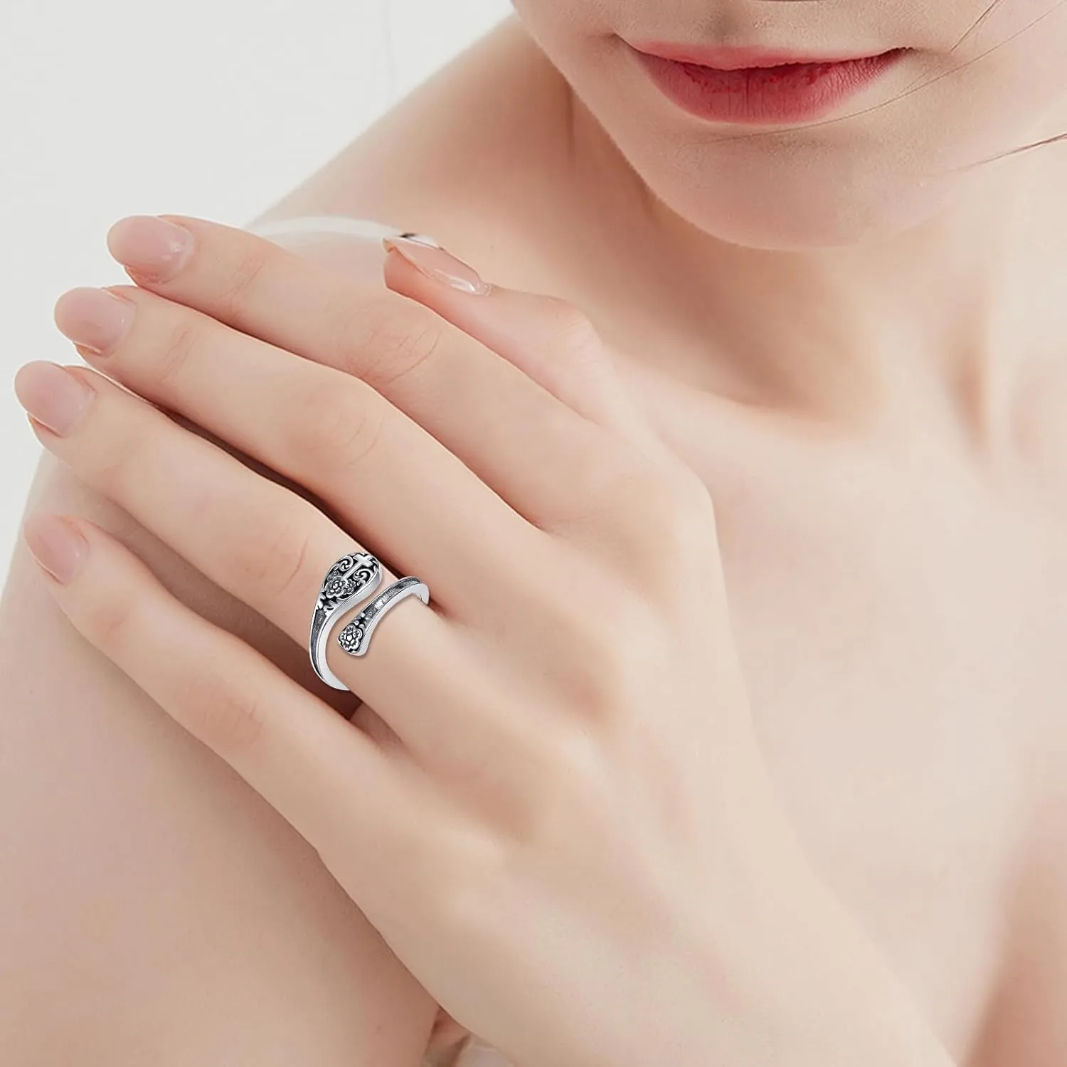 Spoon Rings for Women 925 Sterling Silver Spoon Rings Vintage Thumb Rings Jewelry for Women