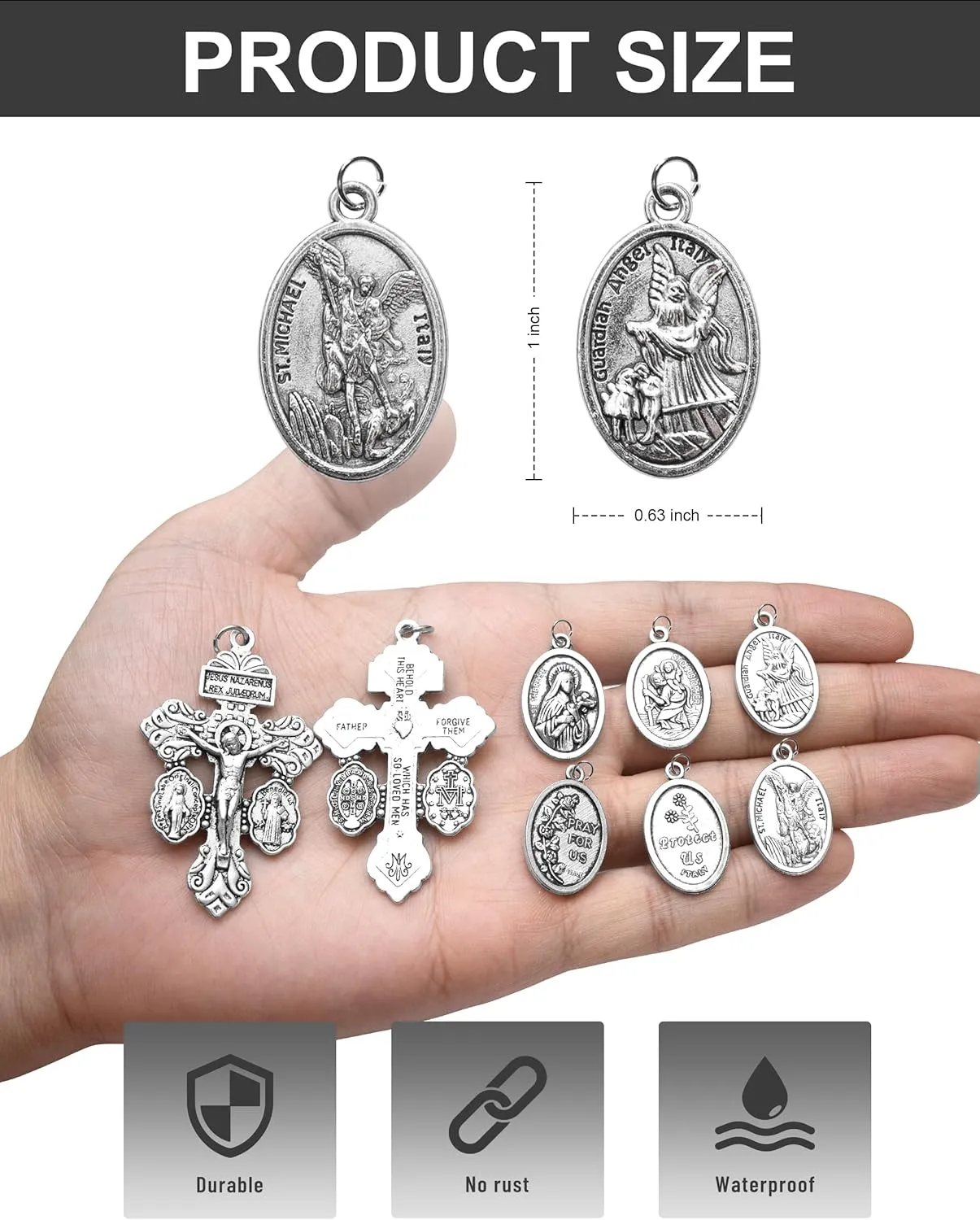 St Michael/St Christopher Medal/Cross/Pardon Cross/Saint Therese of Lisieux Medal Pendant for Women Necklace & Rosary Necklace