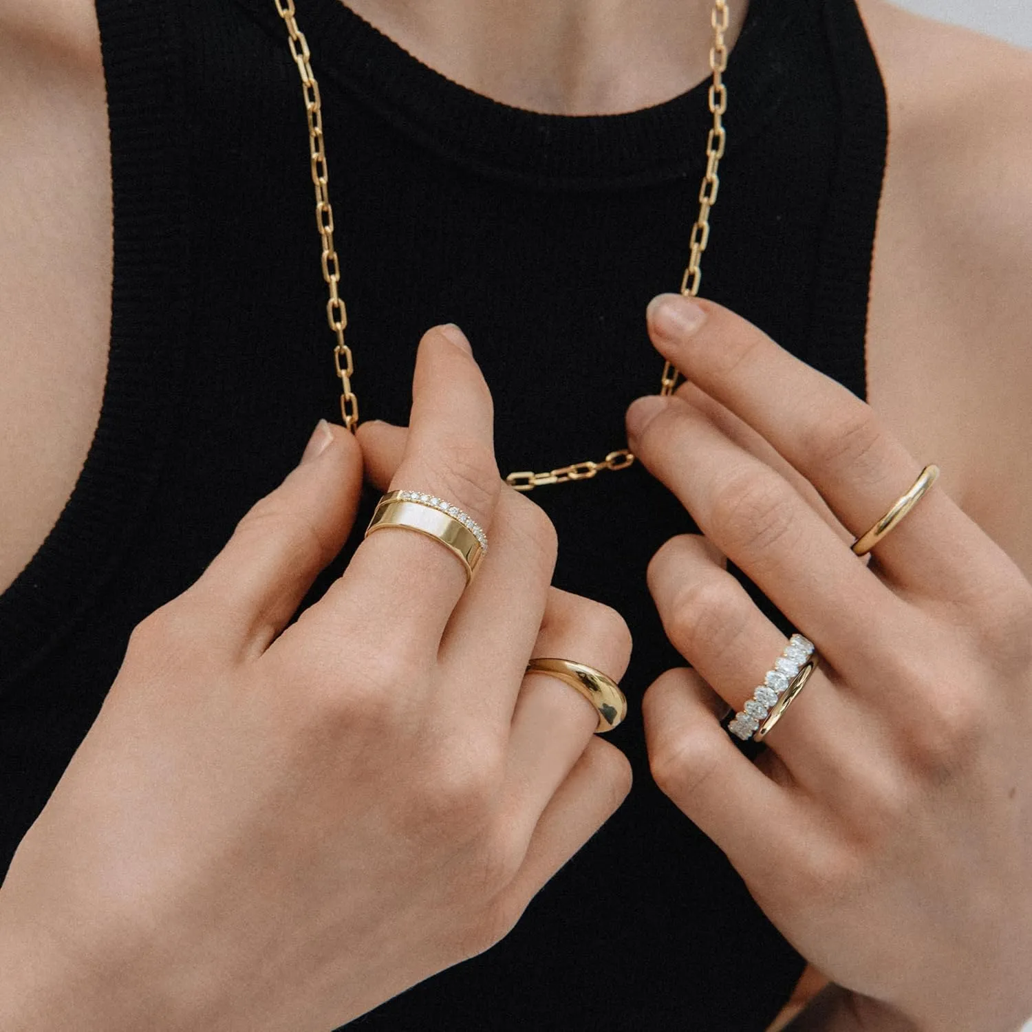 Stackable Rings Gold for Women Non Tarnish Trendy 18K Gold Plated Cubic Zirconia Stacking Ring Gold Jewelry Gifts Size 6/7/8/9/10