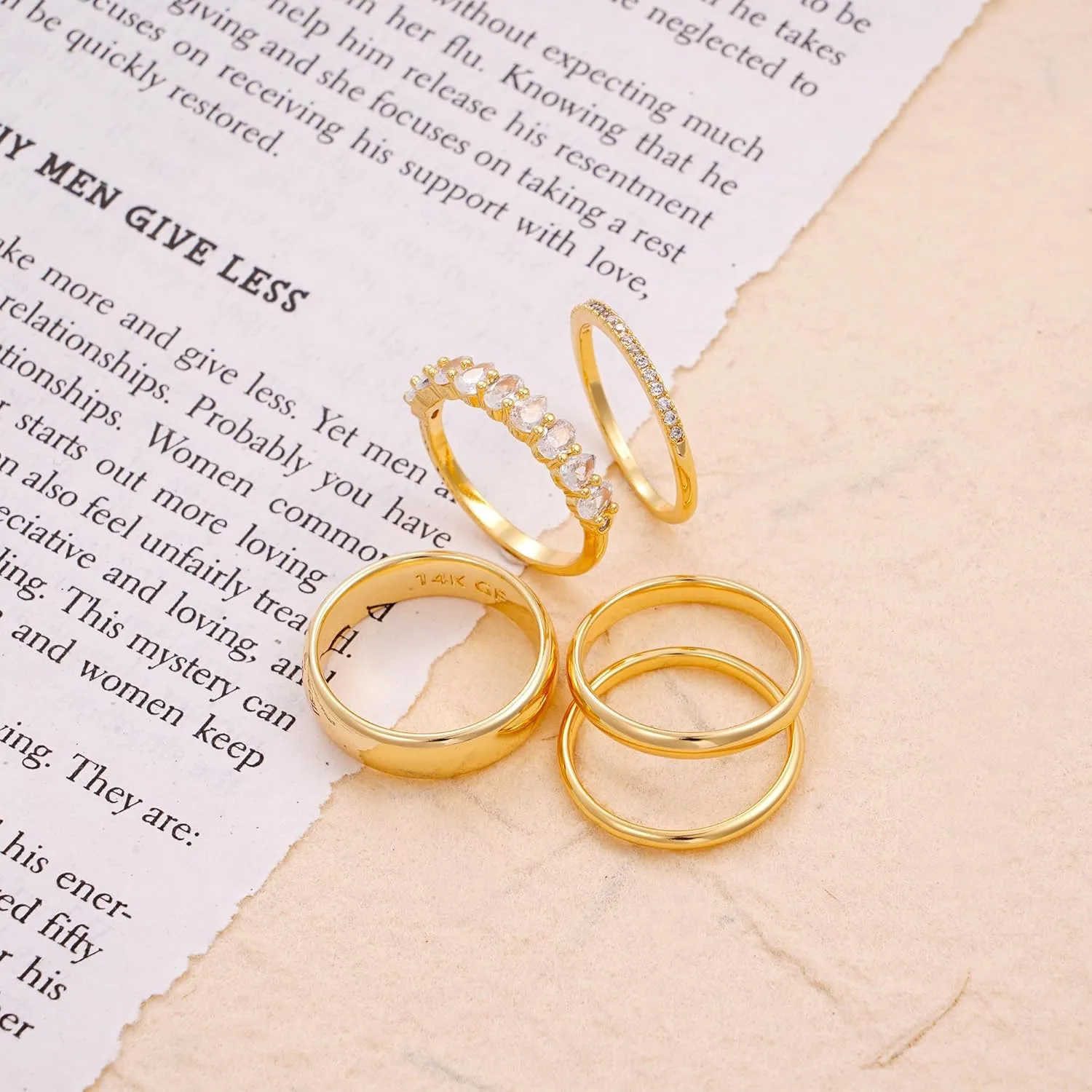 Stackable Rings Gold for Women Non Tarnish Trendy 18K Gold Plated Cubic Zirconia Stacking Ring Gold Jewelry Gifts Size 6/7/8/9/10