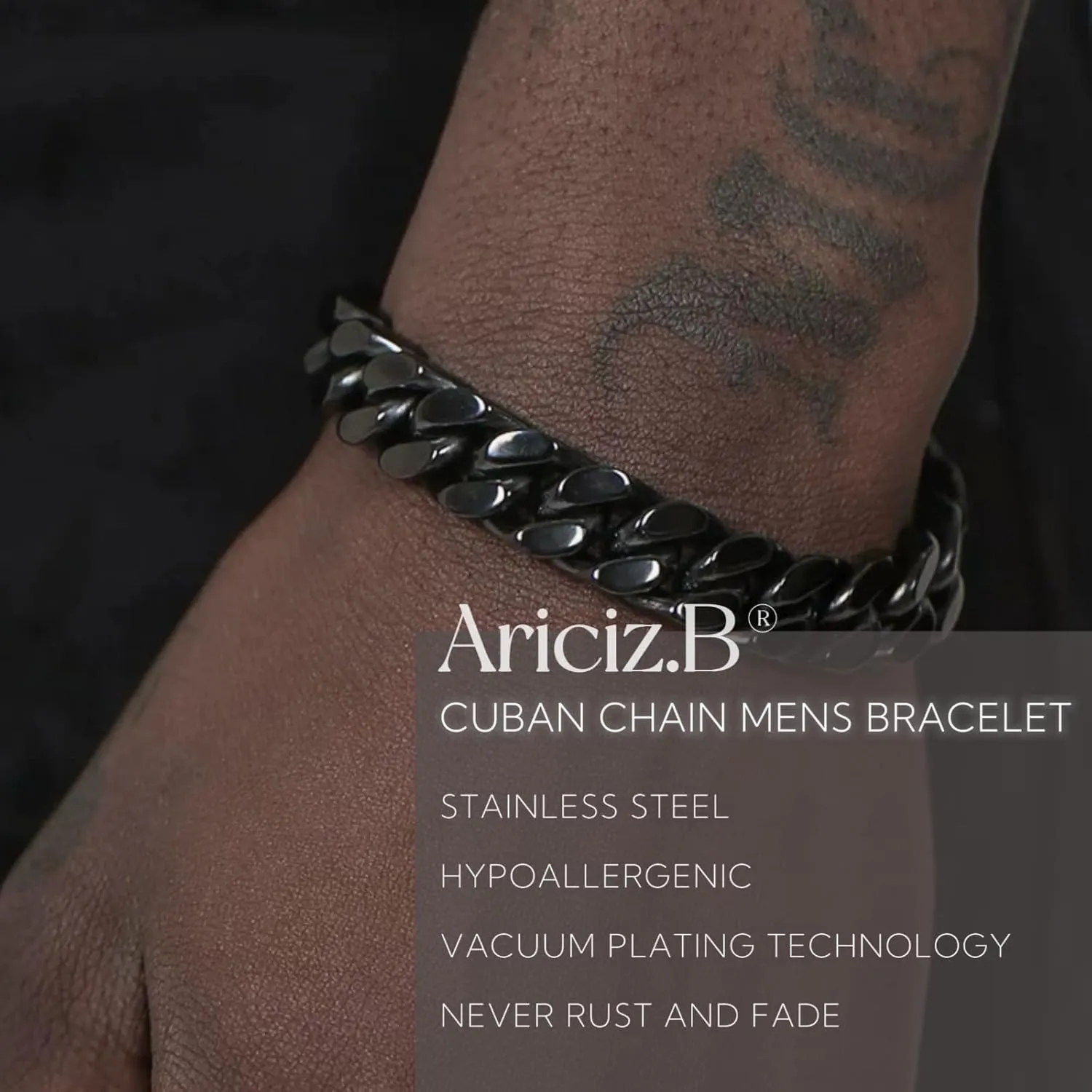 Stainless Steel Cuban Link Bracelet on 10mm Width, 8.3" length, Hip Hop Punk Biker Hand Chain Bracelets, 18K Plated Chain Wrist Bracelets for Men Women, Gift Box Packing