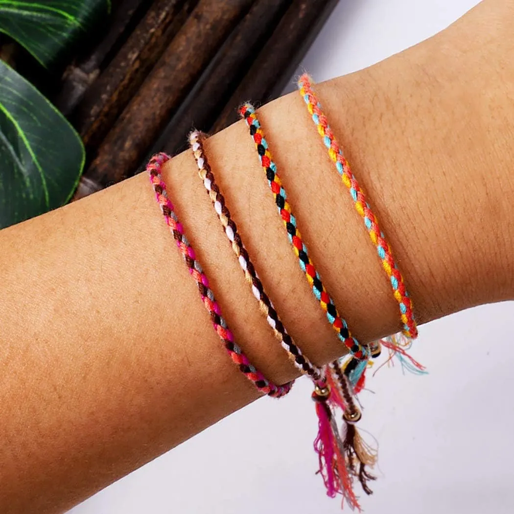 Starain Surf String Wave Bracelets for Women Boho Handmade Waterproof Adjustable Braided Beach Surfer Bracelets Set