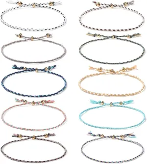 Starain Surf String Wave Bracelets for Women Boho Handmade Waterproof Adjustable Braided Beach Surfer Bracelets Set