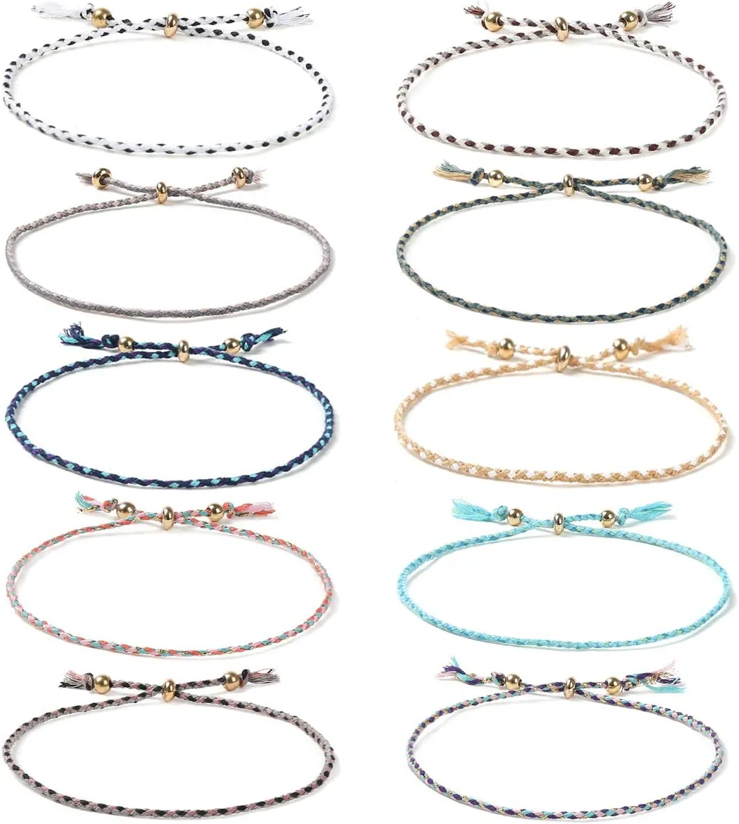 Starain Surf String Wave Bracelets for Women Boho Handmade Waterproof Adjustable Braided Beach Surfer Bracelets Set