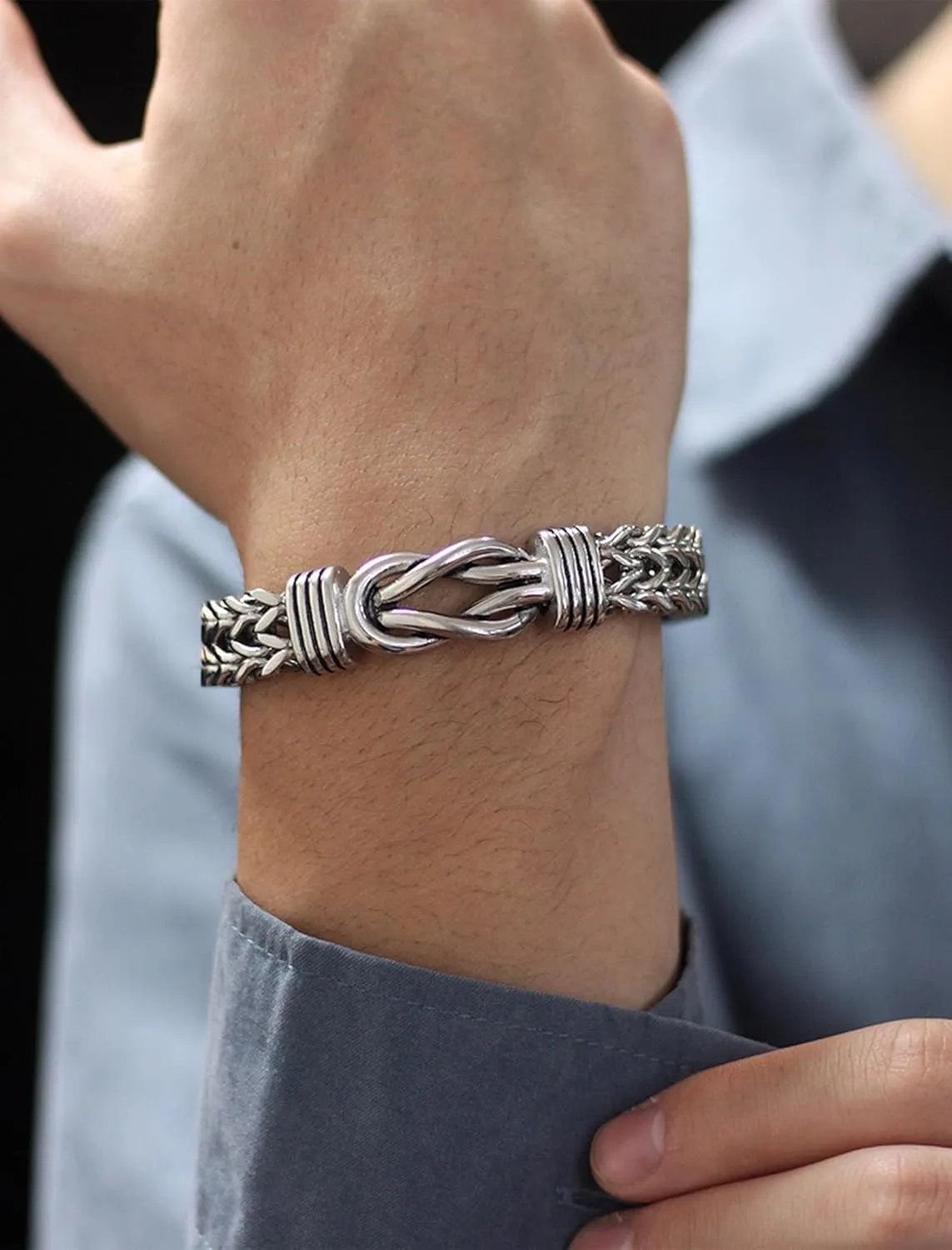 STARCHENIE Infinity Knot Bracelet for Men 316L Stainless Steel Double Layered Braided Franco Chain Bracelet