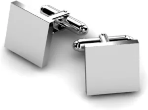 Sterling Silver Classic Square Custom Cufflinks for Men - Luxury Men's Cuff Links With Elegant Gift Box - Crafted With .925 Sterling Silver - Suitable for All Occasions