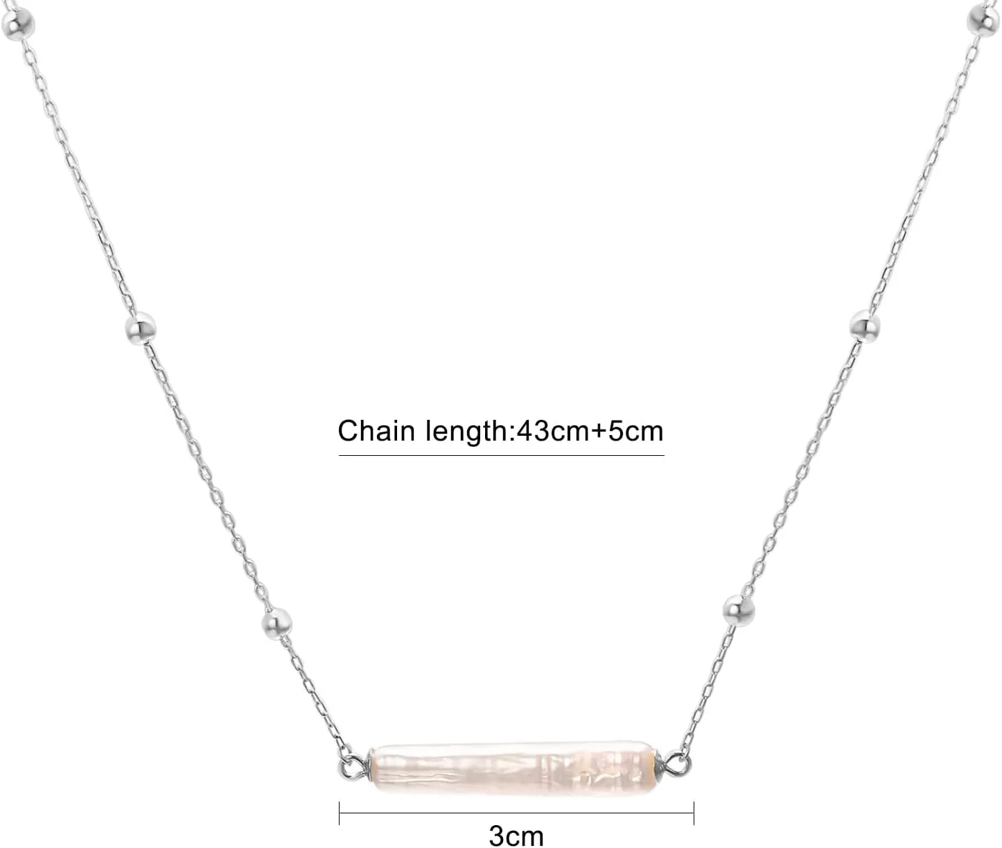 Sterling Silver Pearl Necklace Single Baroque Pearl Pendant Bead Chain for Women 18K Gold Plated Handmade Jewelry