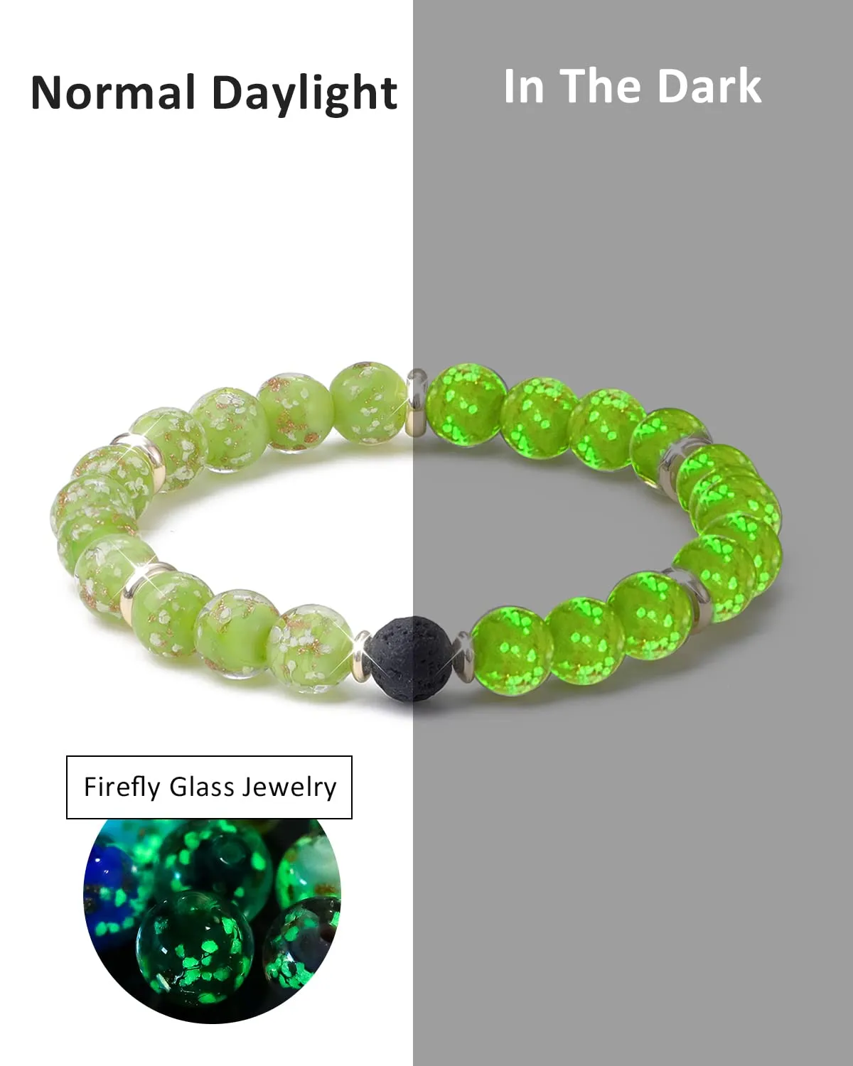 Stress Relief Spiritual Anxiety Meditation Relaxation Mindfulness Chakra Healing Crystals Essential Oil Glow Bracelets Gifts for Teen Girls Women (8mm, Fruit green lava bracelet)