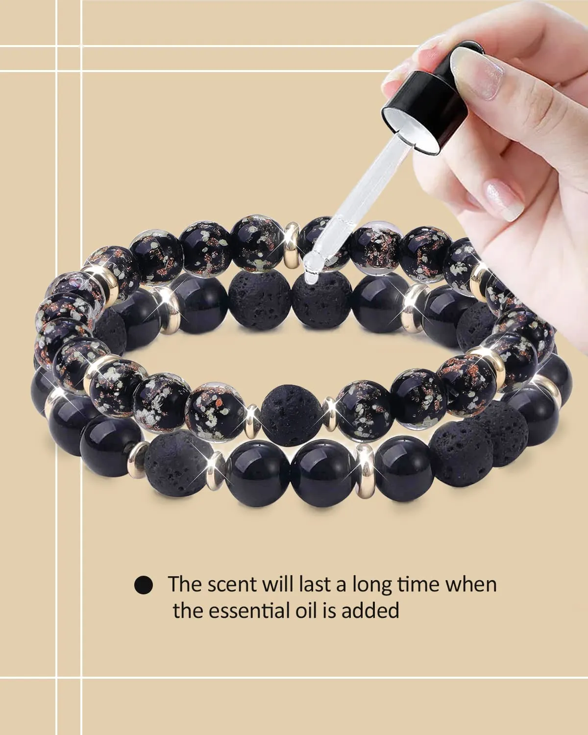 Stress Relief Spiritual Anxiety Meditation Relaxation Mindfulness Chakra Healing Crystals Essential Oil Glow Bracelets Gifts for Teen Girls Women (8mm, Fruit green lava bracelet)