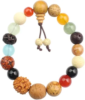 Stretch Bracelets 18 Type Beads Elastic Rope Unisex Bracelets Adjustable Natural Bodhi Prayer Wristbands Jewelry