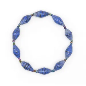 Stretch Bracelets for Women by Outreach Uganda  Blue Bracelets for Womens and Girls - Handcrafted Paper Bead Bracelets - Unique Single Strand Bracelet in Blue Color Scheme