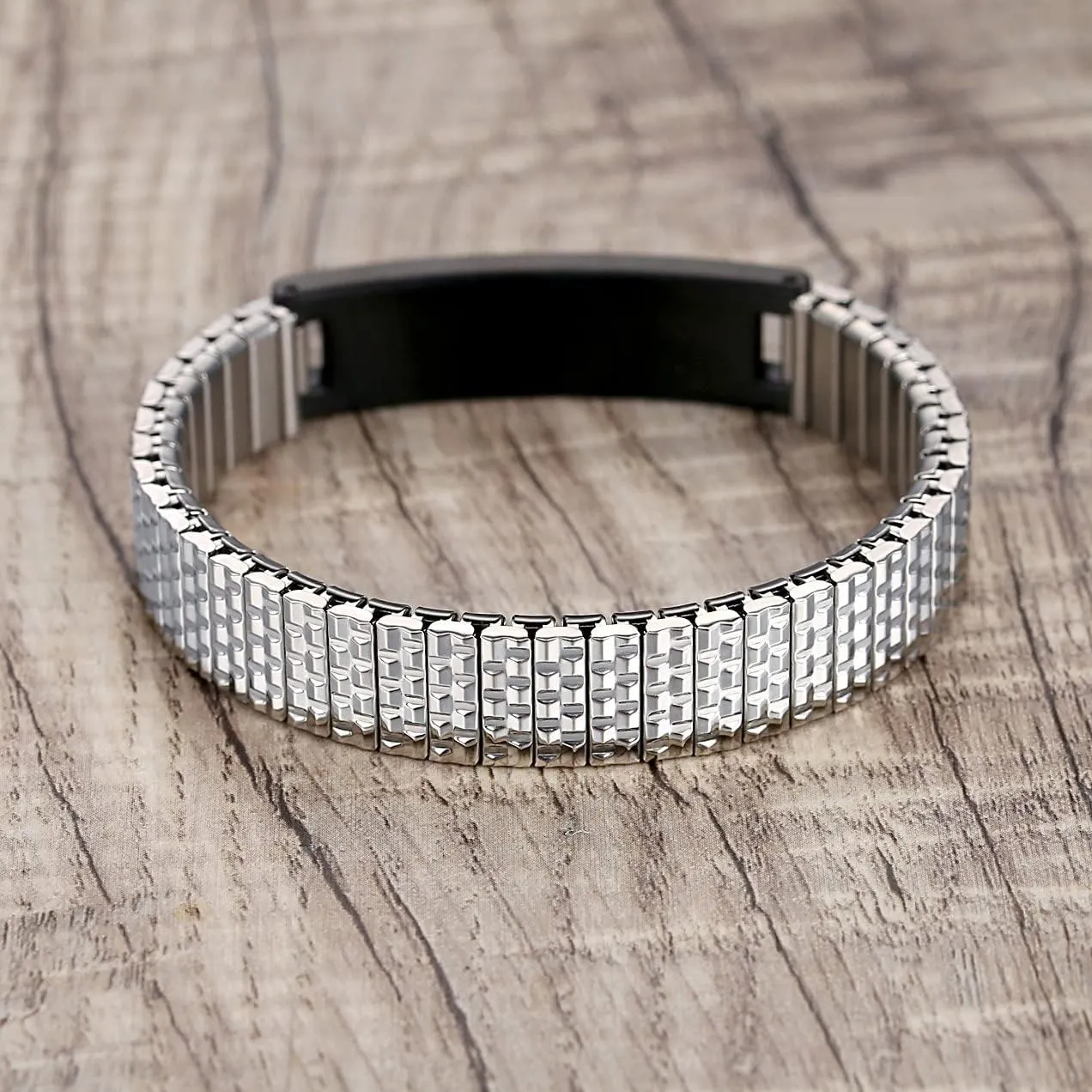Stretch Medical Alert Bracelets for Men Stainless Steel medical Bracelets for women with Free engraving