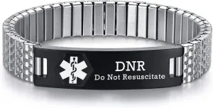 Stretch Medical Alert Bracelets for Men Stainless Steel medical Bracelets for women with Free engraving