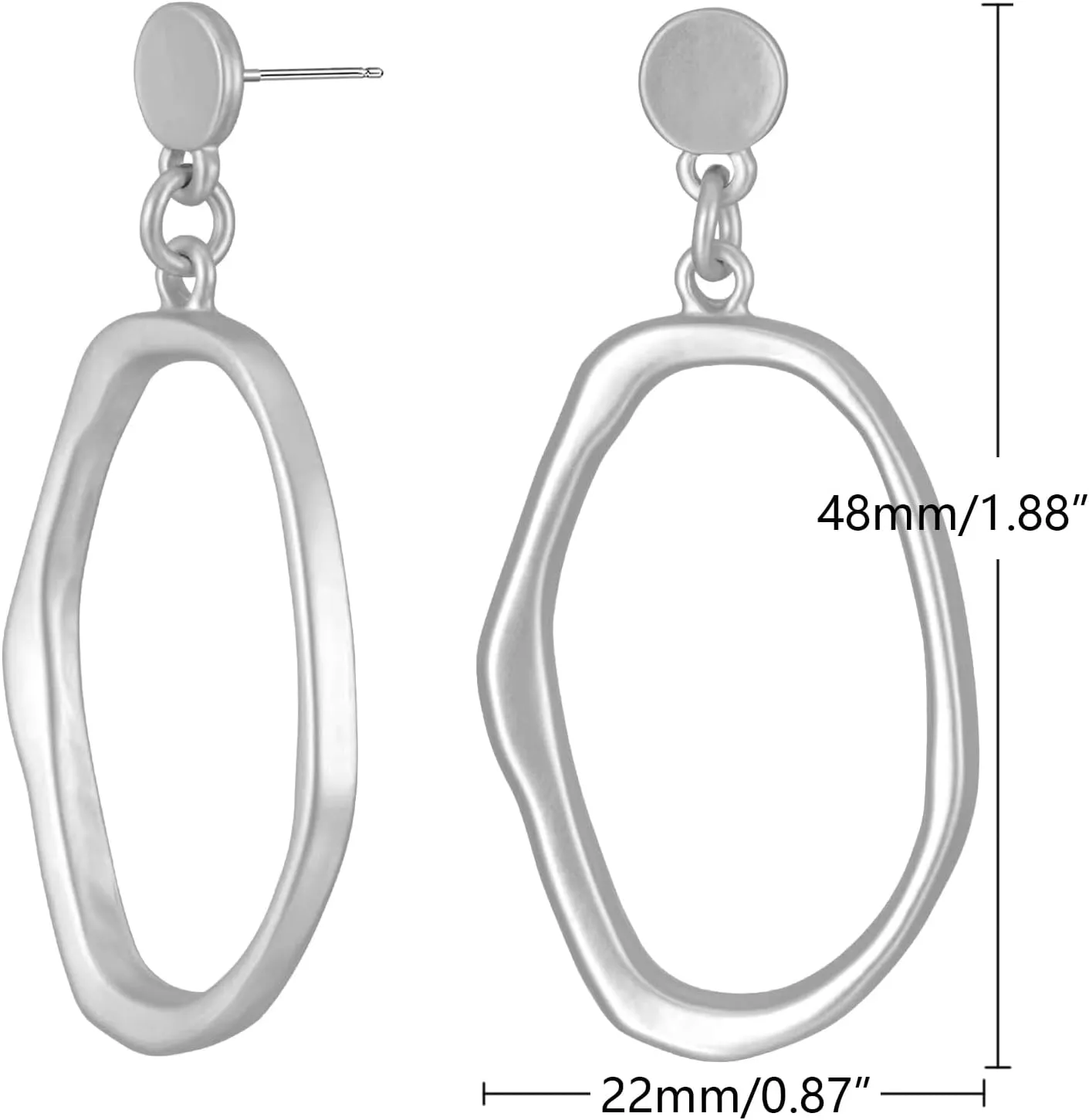 Stud Earrings for Women 14k Gold Plated Geometric Dangle Earrings Lightweight Minimalist Handmade Hammered Texture Oval Disc Drop Double-layer Big Hoop Dangle Earrings for Women