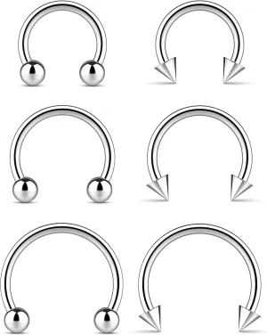 Surgical Steel Septum Rings 14g 16g - Lip Ring Smiley Piercing Hoop For Cartilage Earrings Daith Helix Conch - Eyebrow Nipple Circular Horseshoe 14 Gauge Septum Ring Piercing - Nose Septum Jewelry Pack