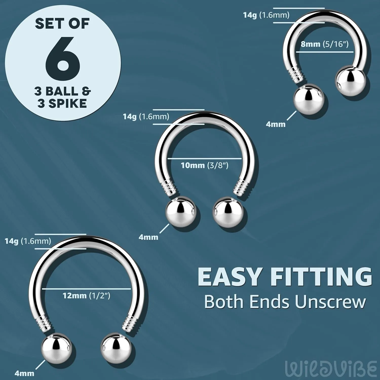 Surgical Steel Septum Rings 14g 16g - Lip Ring Smiley Piercing Hoop For Cartilage Earrings Daith Helix Conch - Eyebrow Nipple Circular Horseshoe 14 Gauge Septum Ring Piercing - Nose Septum Jewelry Pack