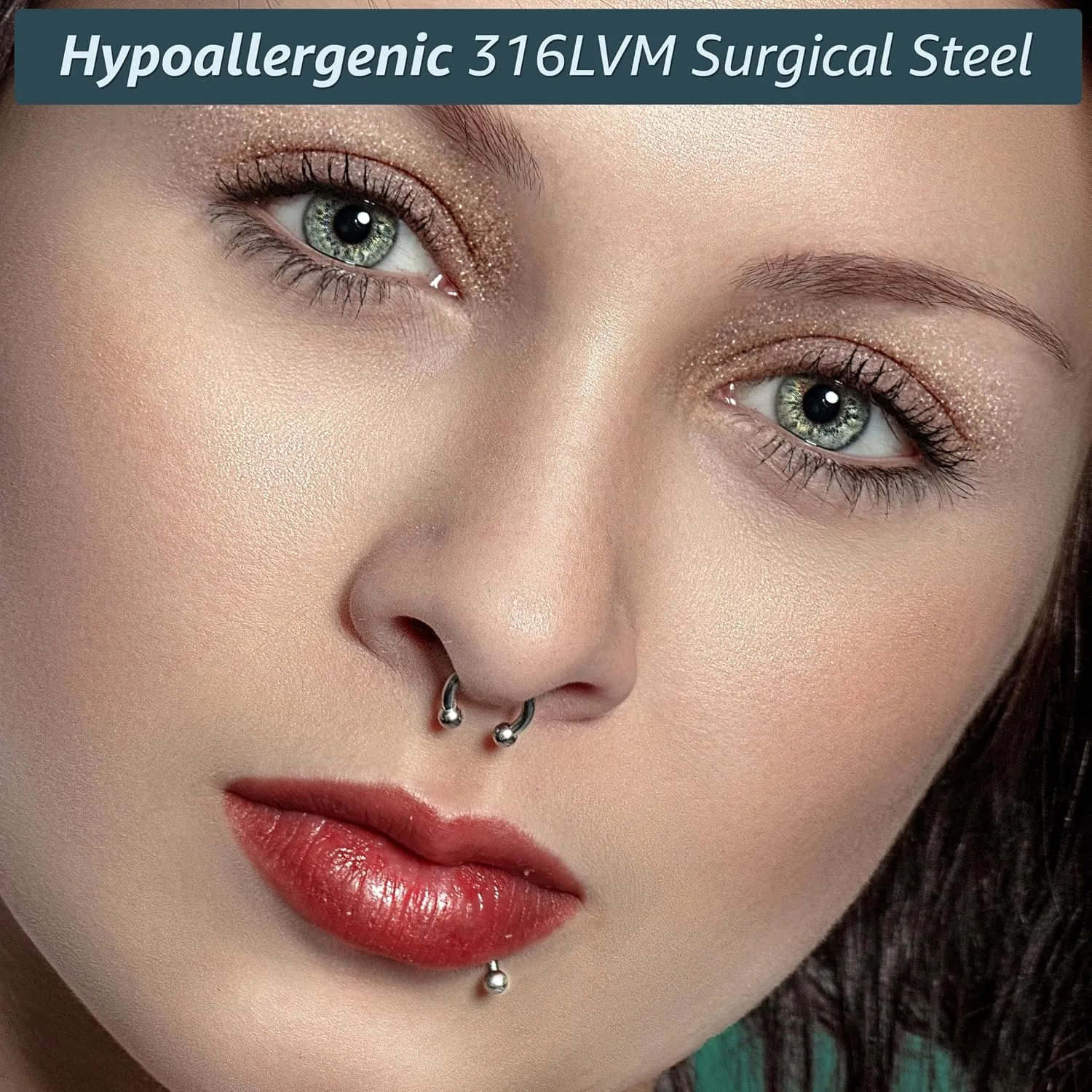 Surgical Steel Septum Rings 14g 16g - Lip Ring Smiley Piercing Hoop For Cartilage Earrings Daith Helix Conch - Eyebrow Nipple Circular Horseshoe 14 Gauge Septum Ring Piercing - Nose Septum Jewelry Pack