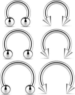 Surgical Steel Septum Rings 14g 16g - Lip Ring Smiley Piercing Hoop For Cartilage Earrings Daith Helix Conch - Eyebrow Nipple Circular Horseshoe 14 Gauge Septum Ring Piercing - Nose Septum Jewelry Pack