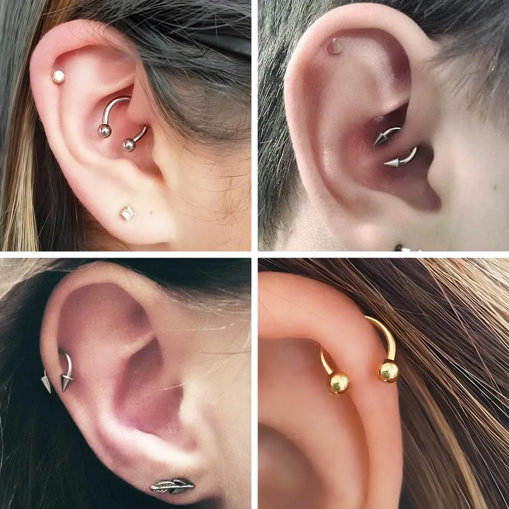 Surgical Steel Septum Rings 14g 16g - Lip Ring Smiley Piercing Hoop For Cartilage Earrings Daith Helix Conch - Eyebrow Nipple Circular Horseshoe 14 Gauge Septum Ring Piercing - Nose Septum Jewelry Pack