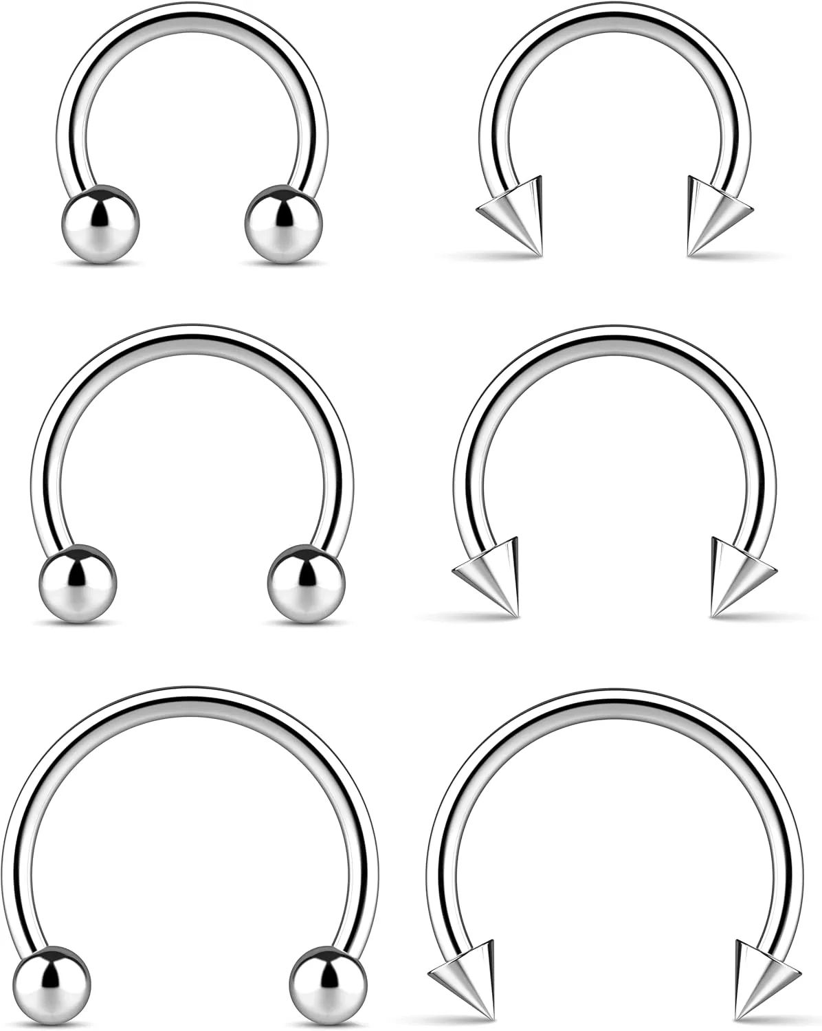 Surgical Steel Septum Rings 14g 16g - Lip Ring Smiley Piercing Hoop For Cartilage Earrings Daith Helix Conch - Eyebrow Nipple Circular Horseshoe 14 Gauge Septum Ring Piercing - Nose Septum Jewelry Pack