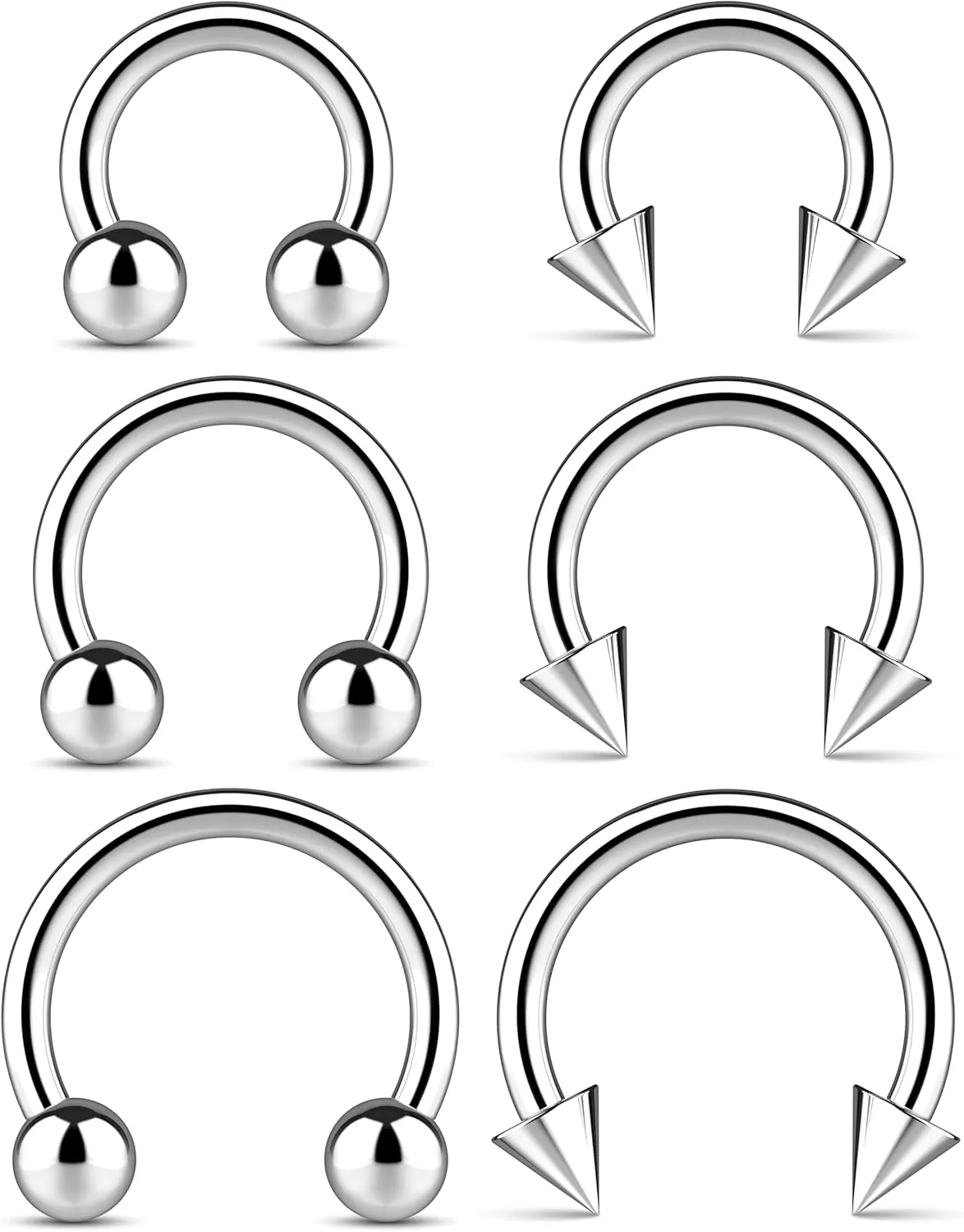 Surgical Steel Septum Rings 14g 16g - Lip Ring Smiley Piercing Hoop For Cartilage Earrings Daith Helix Conch - Eyebrow Nipple Circular Horseshoe 14 Gauge Septum Ring Piercing - Nose Septum Jewelry Pack