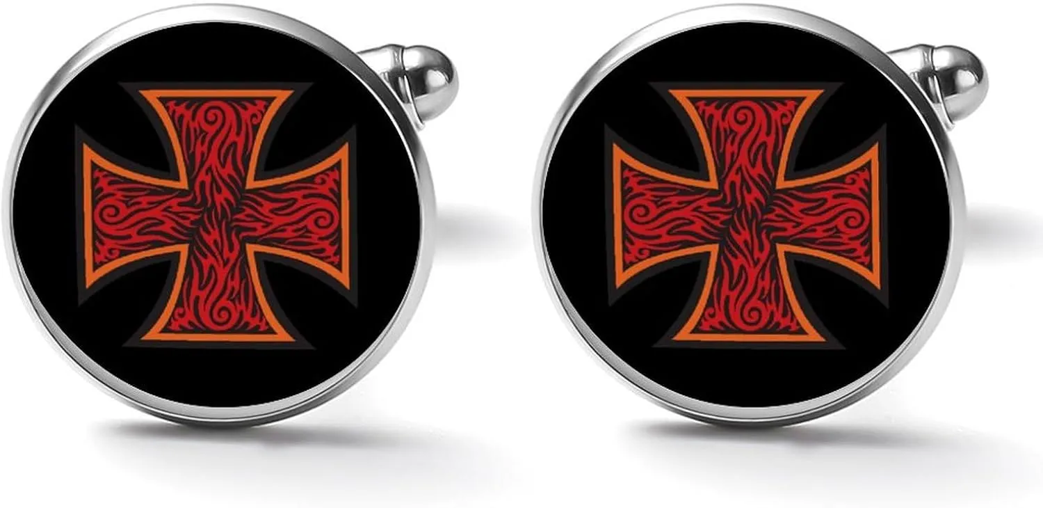 Tattoo Style Iron Cross Mens Classic Cufflinks Wedding Business Shirt Cuff Links Shirts Accessories Gifts