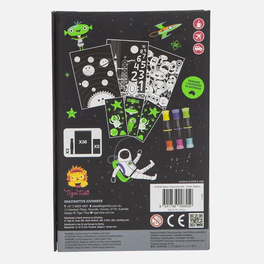 Tiger Tribe Neon Colouring Set - Outer Space