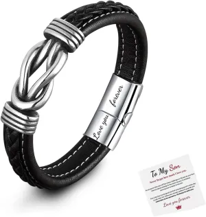 To My Man, Infinity Leather Bracelet Husband Gifts from WifeI Love You Forever and Always Bracelets Boyfriend Anniversary Birthday Christmas Fathers Gifts for Men Son Grandson