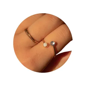 Toi et Moi Birthstone Ring for Women, Ajustable Couples Ring, 14K Gold Filled RIng, Waterproof and anti-tarnish