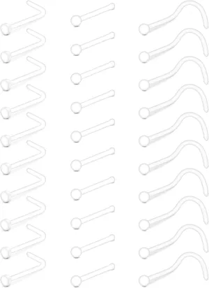 TOKRING Clear Nose Rings Studs Piercing Set Septum Lip Cartilage Tongue Rook Daith Ear Industrial Nipple Belly Piercing Jewelry for Work Surgery